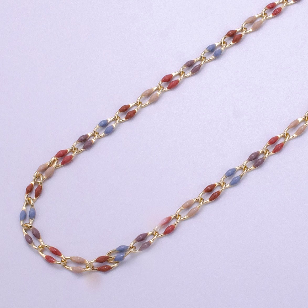 14k Gold Filled Dainty Gold Oval Cable Link Chain Neon Enamel Chain by Yard, Unfinished Chain For Jewelry Supply | ROLL-598 to ROLL-608 ROLL-1075 ROLL-1405