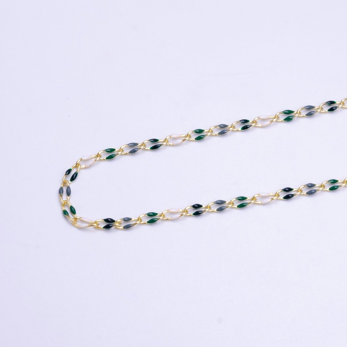 14k Gold Filled Dainty Gold Oval Cable Link Chain Neon Enamel Chain by Yard, Unfinished Chain For Jewelry Supply | ROLL-598 to ROLL-608 ROLL-1075 ROLL-1405