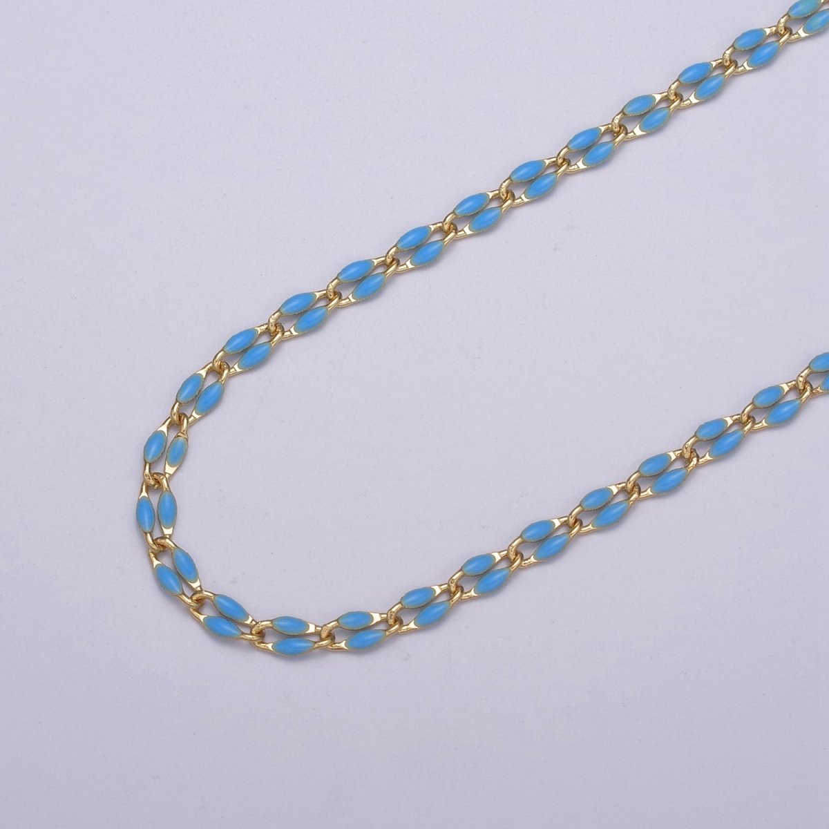 14k Gold Filled Dainty Gold Oval Cable Link Chain Neon Enamel Chain by Yard, Unfinished Chain For Jewelry Supply | ROLL-598 to ROLL-608 ROLL-1075 ROLL-1405