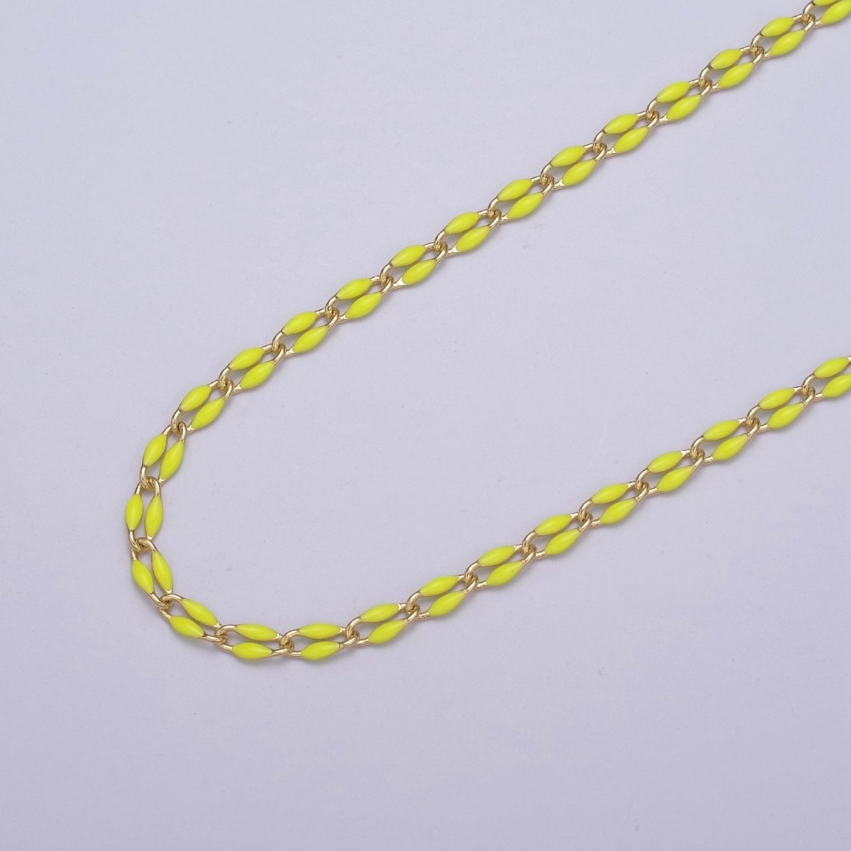 14k Gold Filled Dainty Gold Oval Cable Link Chain Neon Enamel Chain by Yard, Unfinished Chain For Jewelry Supply | ROLL-598 to ROLL-608 ROLL-1075 ROLL-1405