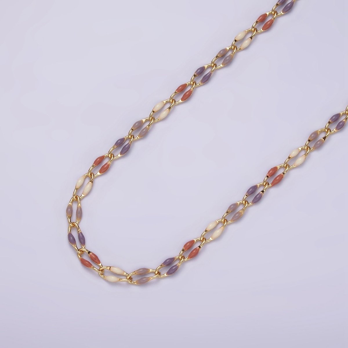 14k Gold Filled Dainty Gold Oval Cable Link Chain Neon Enamel Chain by Yard, Unfinished Chain For Jewelry Supply | ROLL-598 to ROLL-608 ROLL-1075 ROLL-1405