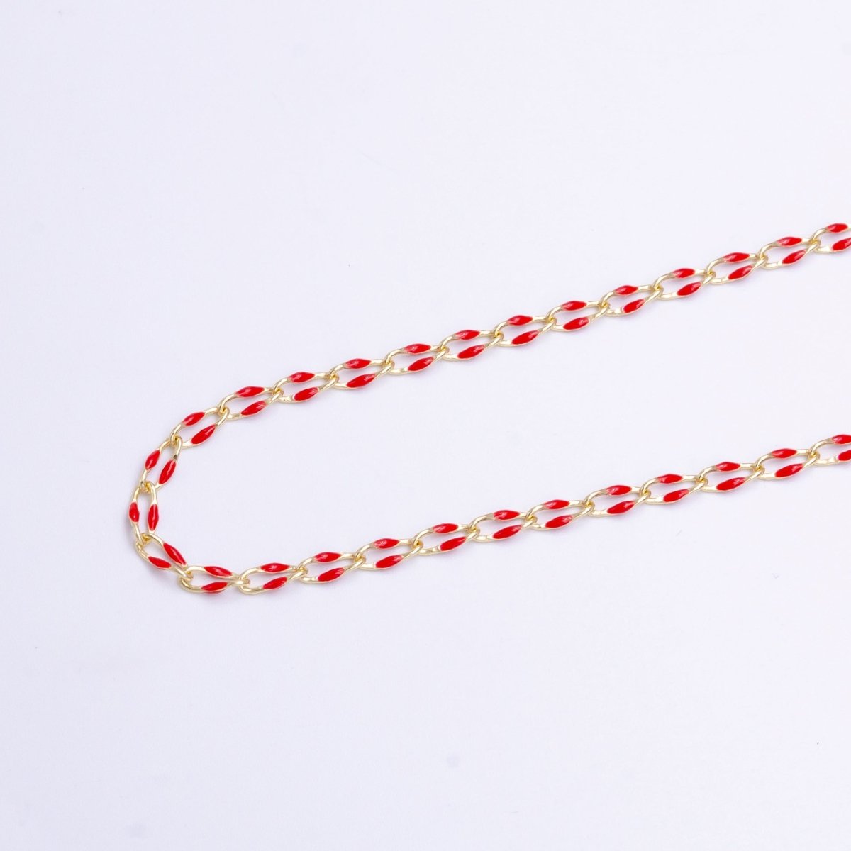 14k Gold Filled Dainty Gold Oval Cable Link Chain Neon Enamel Chain by Yard, Unfinished Chain For Jewelry Supply | ROLL-598 to ROLL-608 ROLL-1075 ROLL-1405