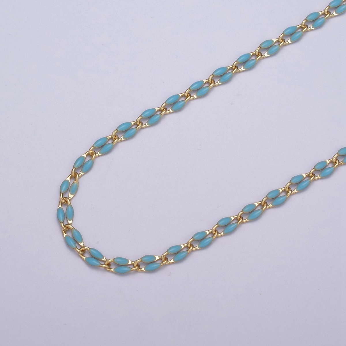14k Gold Filled Dainty Gold Oval Cable Link Chain Neon Enamel Chain by Yard, Unfinished Chain For Jewelry Supply | ROLL-598 to ROLL-608 ROLL-1075 ROLL-1405
