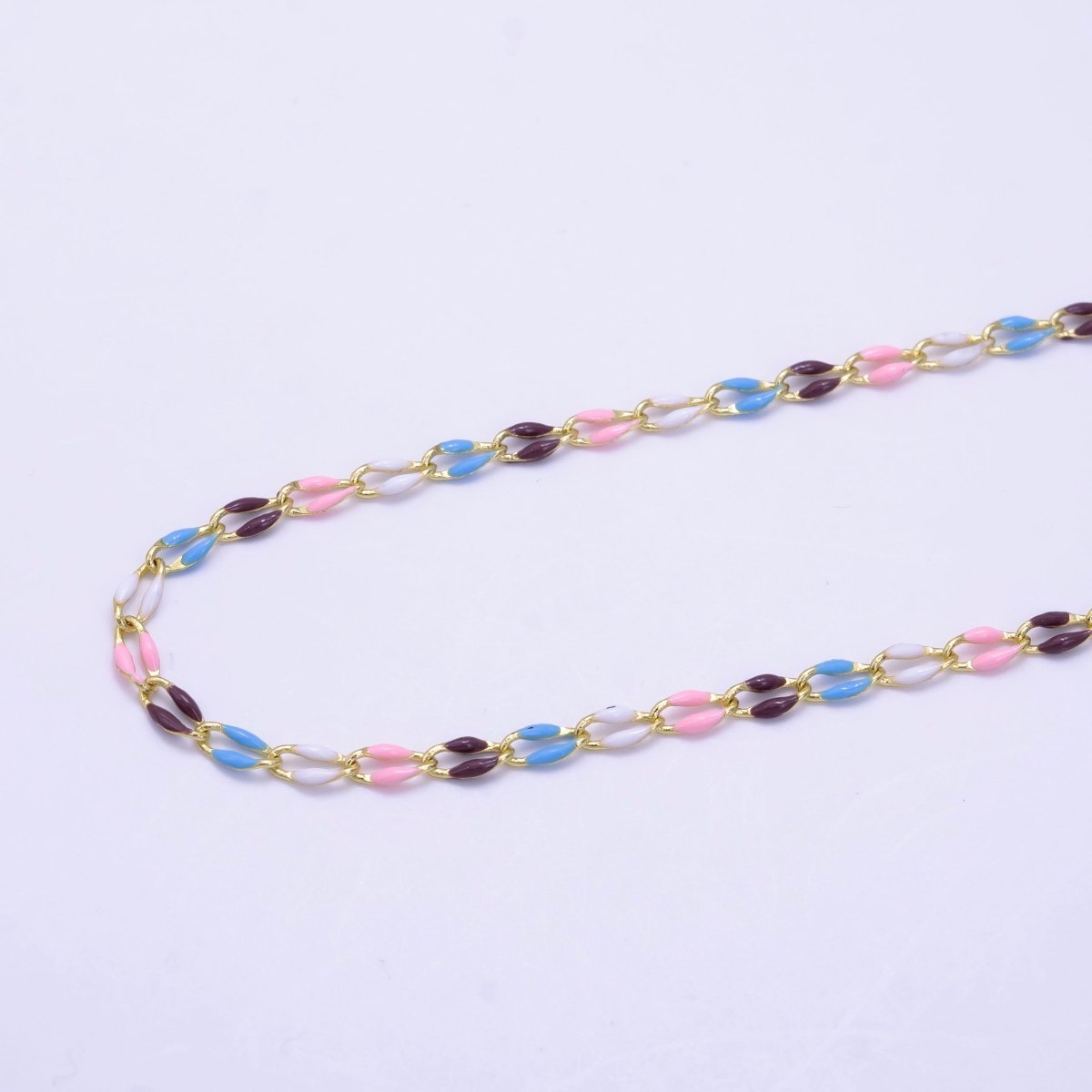 14k Gold Filled Dainty Gold Oval Cable Link Chain Neon Enamel Chain by Yard, Unfinished Chain For Jewelry Supply | ROLL-598 to ROLL-608 ROLL-1075 ROLL-1405