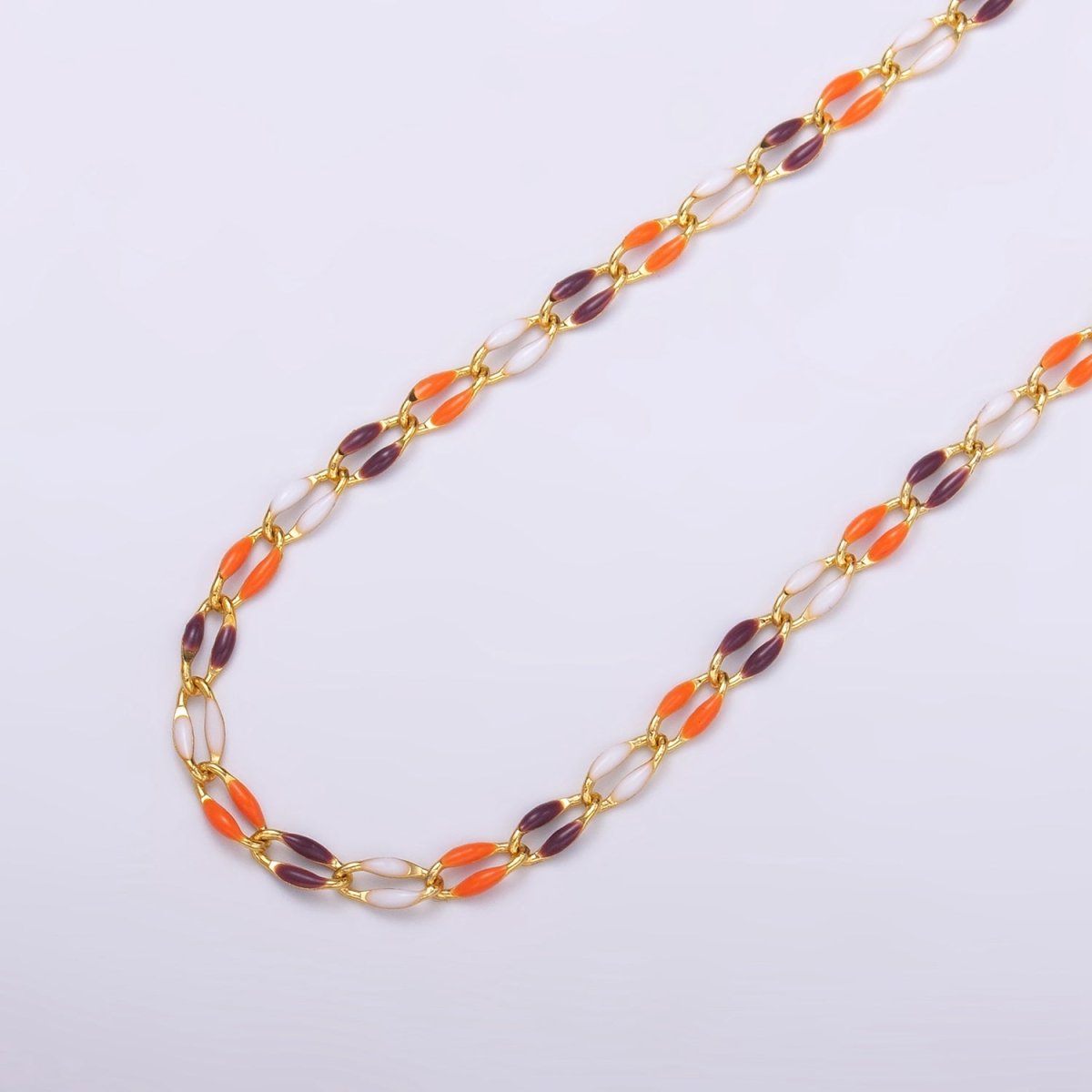 14k Gold Filled Dainty Gold Oval Cable Link Chain Neon Enamel Chain by Yard, Unfinished Chain For Jewelry Supply | ROLL-598 to ROLL-608 ROLL-1075 ROLL-1405