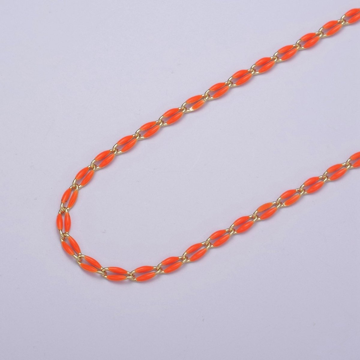 14k Gold Filled Dainty Gold Oval Cable Link Chain Neon Enamel Chain by Yard, Unfinished Chain For Jewelry Supply | ROLL-598 to ROLL-608 ROLL-1075 ROLL-1405