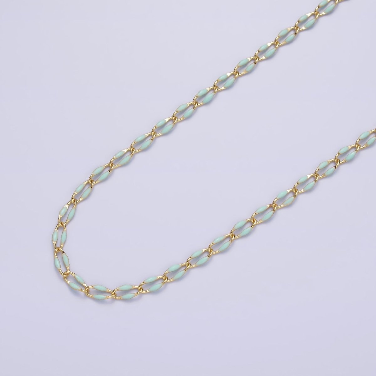 14k Gold Filled Dainty Gold Oval Cable Link Chain Neon Enamel Chain by Yard, Unfinished Chain For Jewelry Supply | ROLL-598 to ROLL-608 ROLL-1075 ROLL-1405