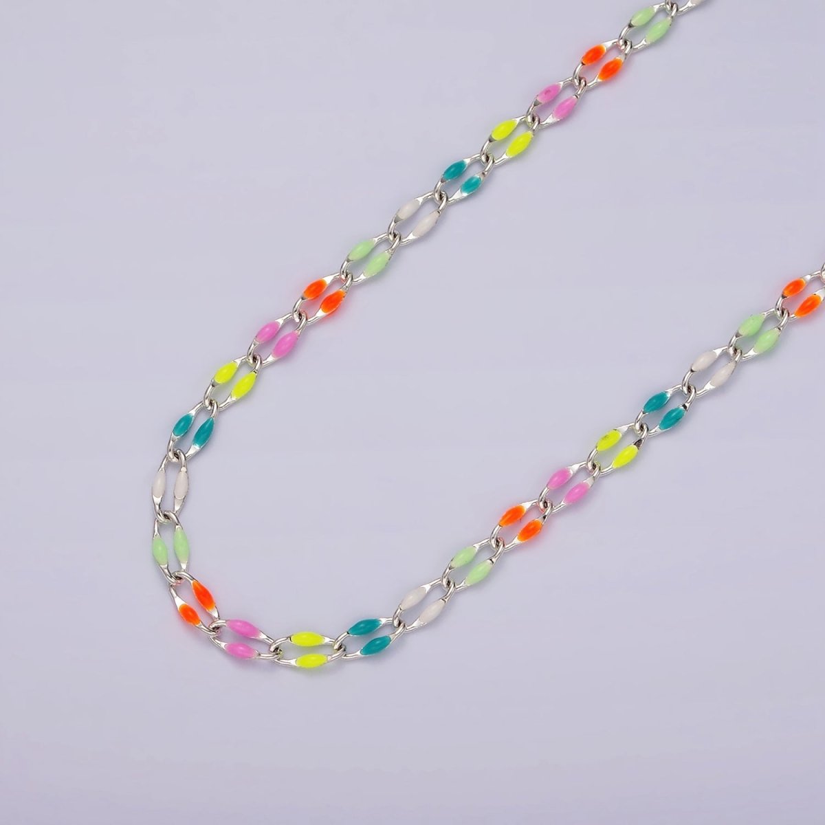 14k Gold Filled Dainty Gold Oval Cable Link Chain Neon Enamel Chain by Yard, Unfinished Chain For Jewelry Supply | ROLL-598 to ROLL-608 ROLL-1075 ROLL-1405