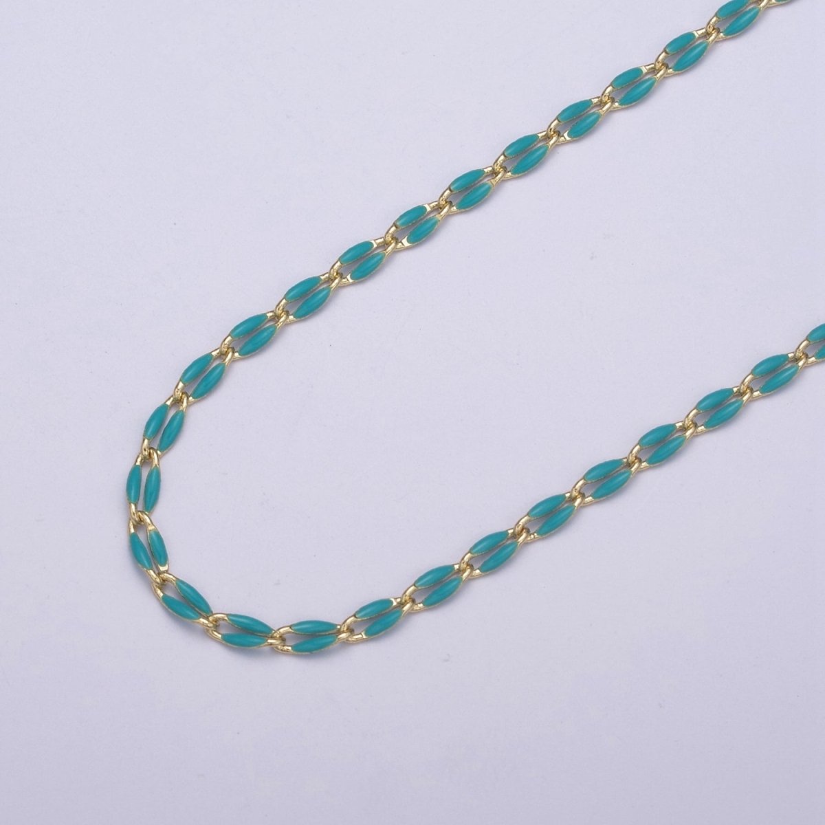 14k Gold Filled Dainty Gold Oval Cable Link Chain Neon Enamel Chain by Yard, Unfinished Chain For Jewelry Supply | ROLL-598 to ROLL-608 ROLL-1075 ROLL-1405