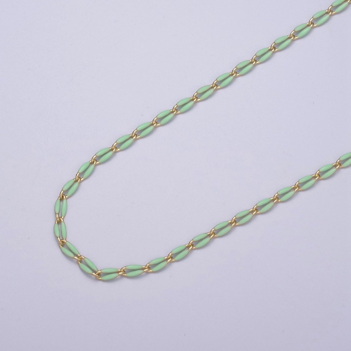 14k Gold Filled Dainty Gold Oval Cable Link Chain Neon Enamel Chain by Yard, Unfinished Chain For Jewelry Supply | ROLL-598 to ROLL-608 ROLL-1075 ROLL-1405