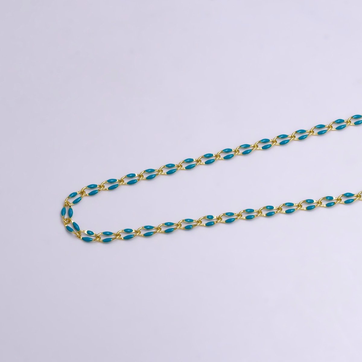 14k Gold Filled Dainty Gold Oval Cable Link Chain Neon Enamel Chain by Yard, Unfinished Chain For Jewelry Supply | ROLL-598 to ROLL-608 ROLL-1075 ROLL-1405