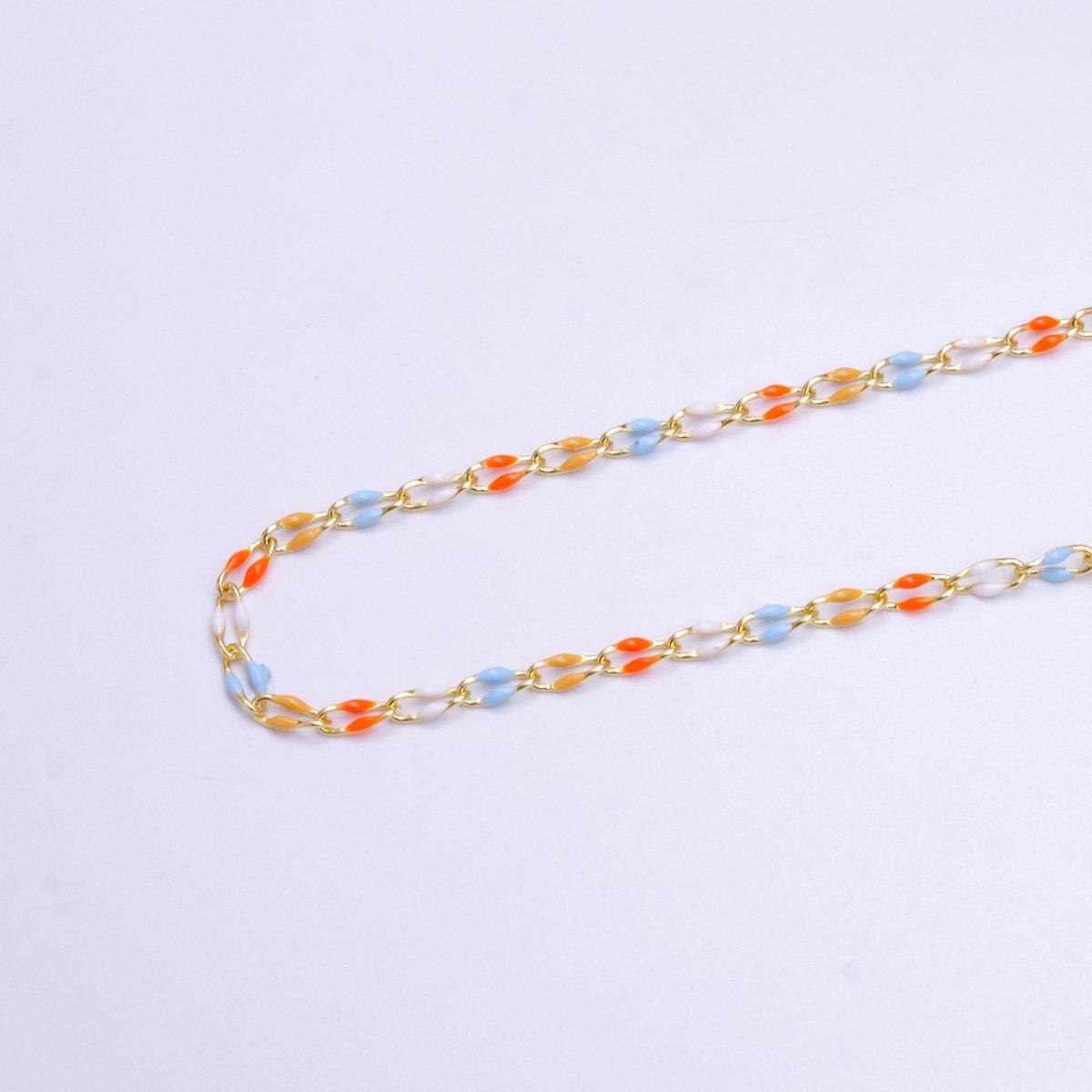 14k Gold Filled Dainty Gold Oval Cable Link Chain Neon Enamel Chain by Yard, Unfinished Chain For Jewelry Supply | ROLL-598 to ROLL-608 ROLL-1075 ROLL-1405
