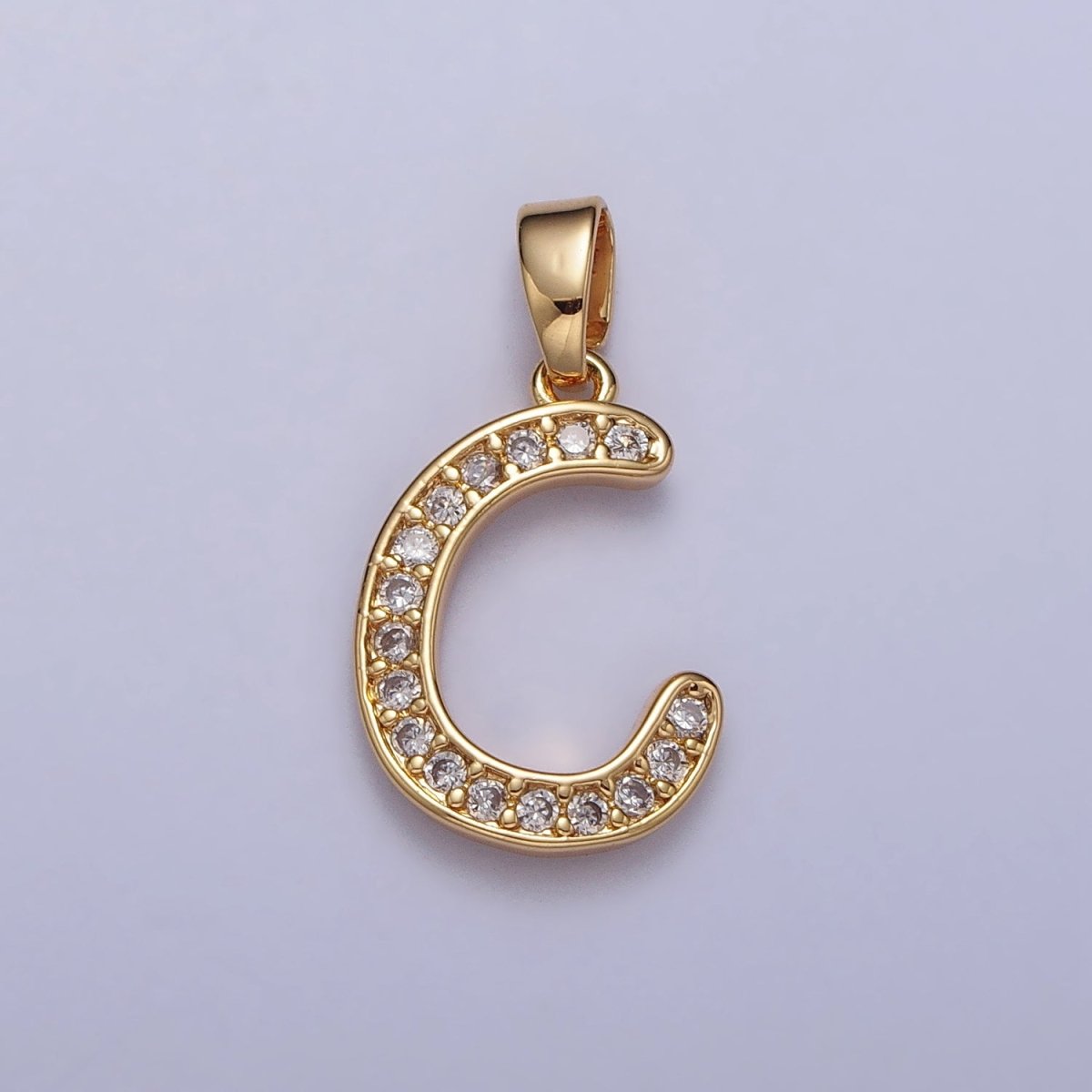 14K Gold Filled Dainty Initial Letter Script A-Z Micro Paved CZ Personalized Pendant | A-429-A-441