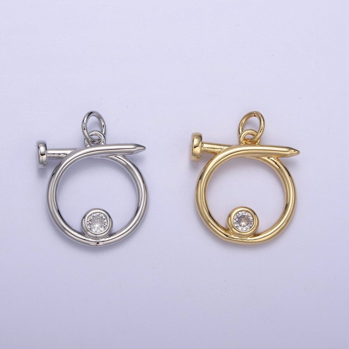 14K Gold Filled Dainty Nail Charm Round Circle Coin Dangle Pendant for Necklace Earring Bracelet Supply N-807 N-808