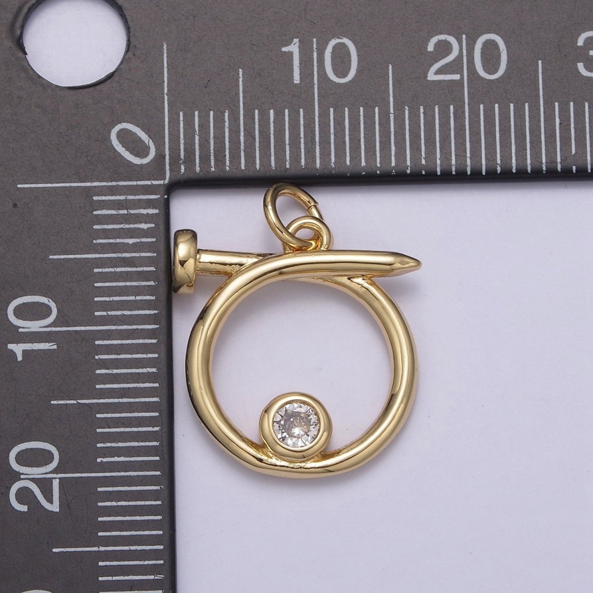 14K Gold Filled Dainty Nail Charm Round Circle Coin Dangle Pendant for Necklace Earring Bracelet Supply N-807 N-808