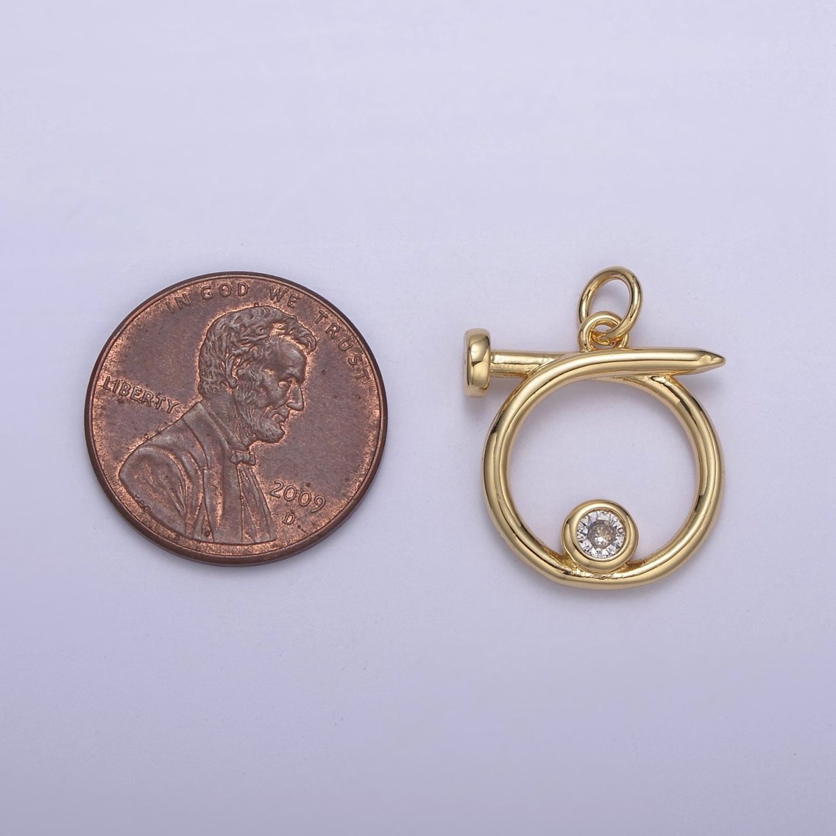 14K Gold Filled Dainty Nail Charm Round Circle Coin Dangle Pendant for Necklace Earring Bracelet Supply N-807 N-808