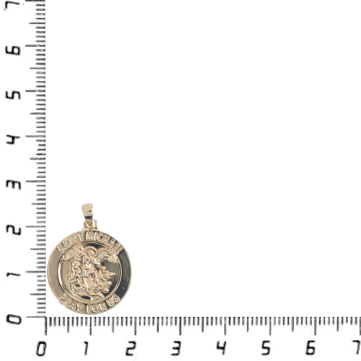 14K Gold Filled Dainty Saint Michael Round Coin Medallion Pendant Charm in Religious Catholic Charms Layer necklace H-211