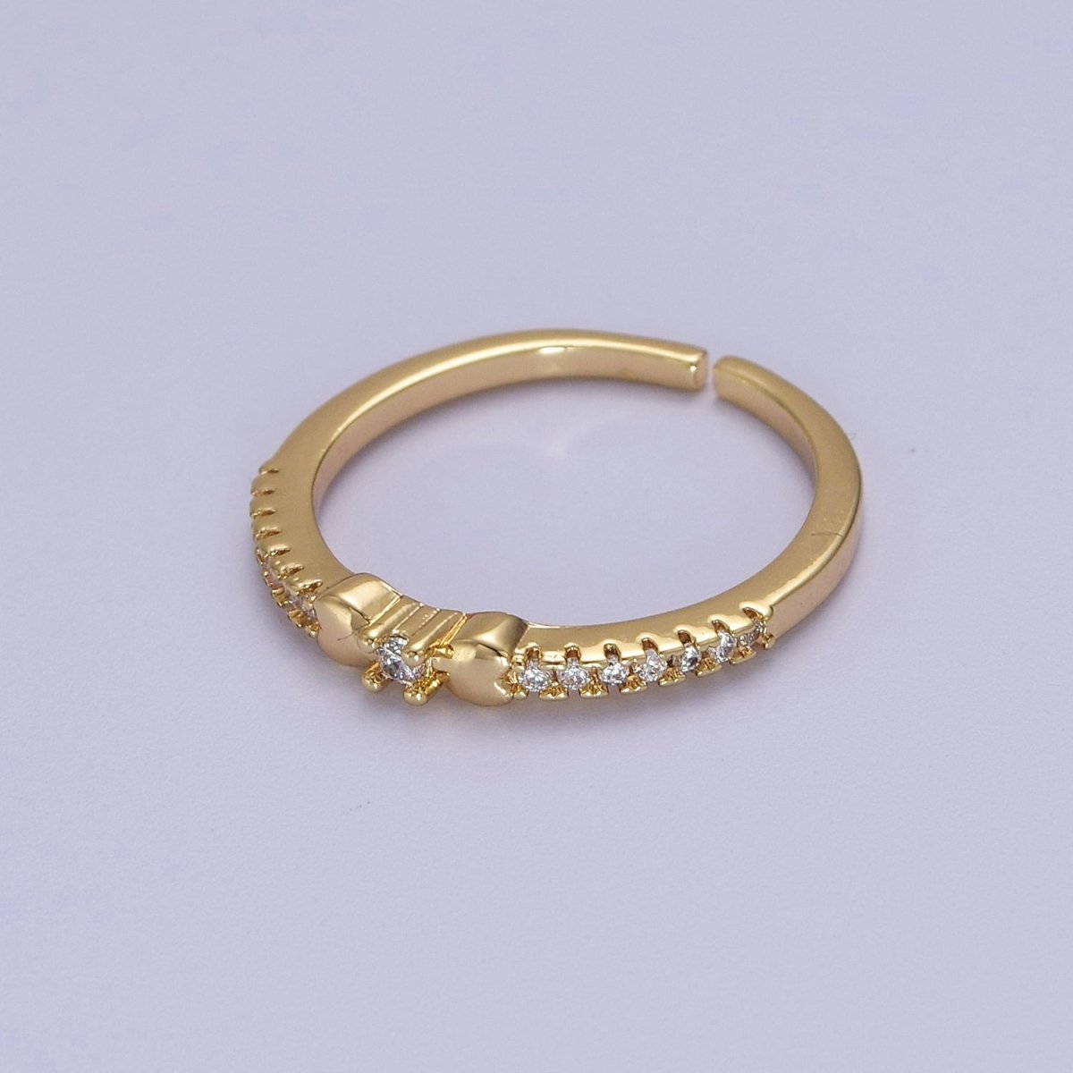 14k Gold Filled Delicate Simple Ring, CZ Micro Pave Ring, Everyday Ring, Open Adjustable Ring S-535 - DLUXCA