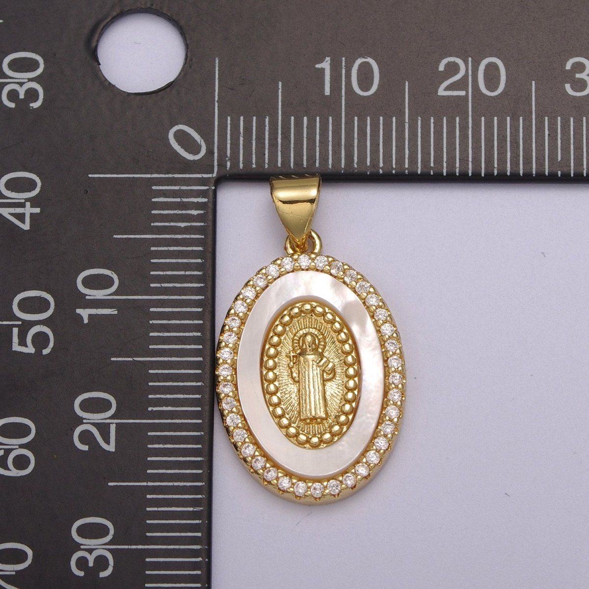 14K Gold Filled Delicate Virgin Mary, Miraculous Lady, Saint Benedict Cubic Zirconia Charm Pearl Pendant for Religious Necklace Bracelet Supply N-1385 N-1386 N-1387