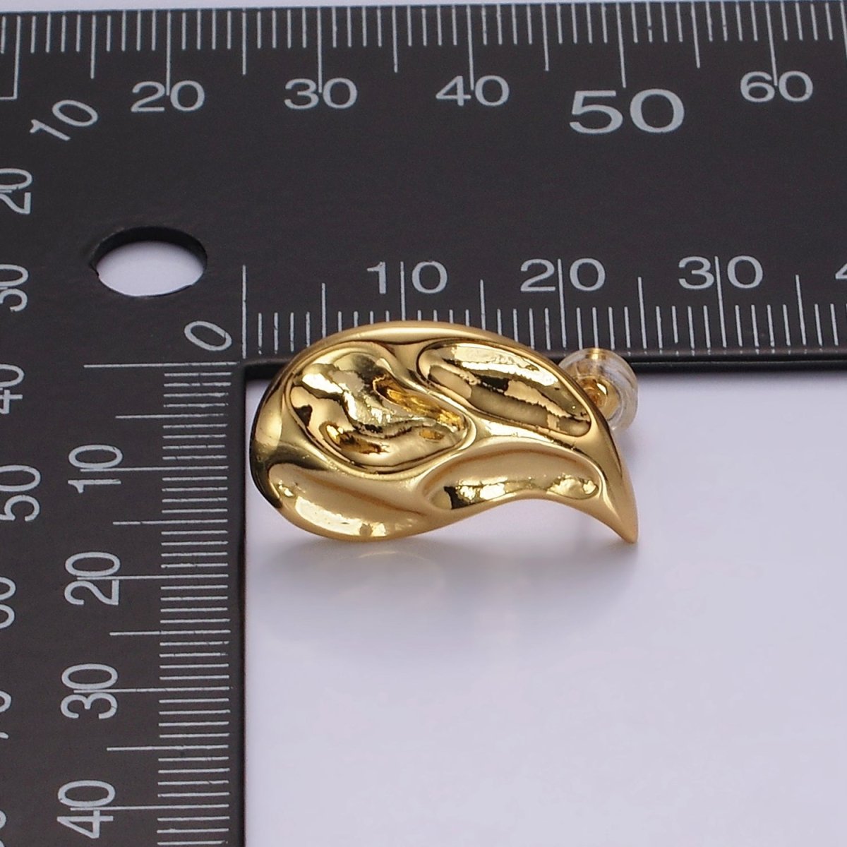 14K Gold Filled Dented Molten Fire Curved Teardrop Set Stud Earrings in Gold & Silver | AE-108 AE-109