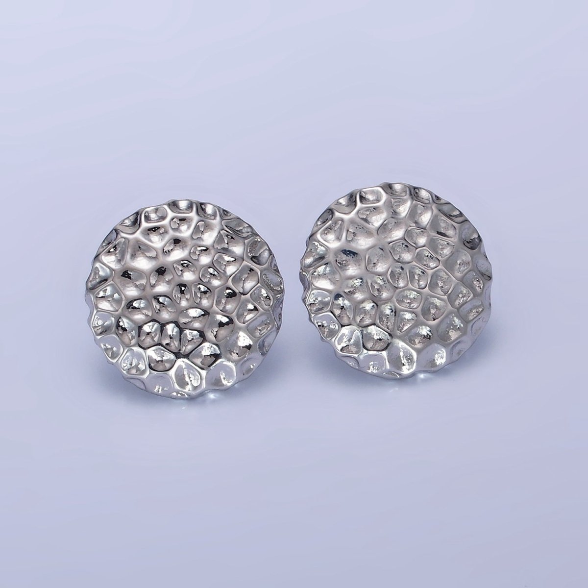 14K Gold Filled Dented Round Stud Earrings in Gold & Silver | AB1292 AB1293