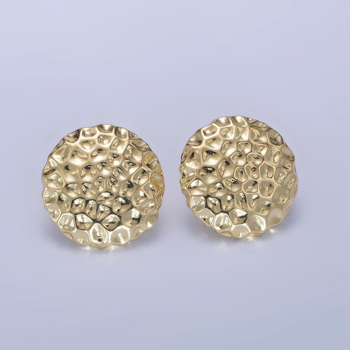 14K Gold Filled Dented Round Stud Earrings in Gold & Silver | AB1292 AB1293
