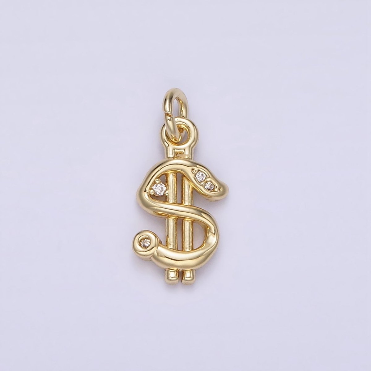 14K Gold Filled Dollar Money Sign Clear CZ Charm | AC900 - DLUXCA