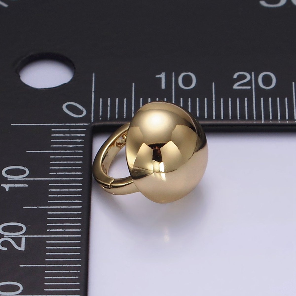 14K Gold Filled Dome Round Bead Minimalist 12mm Huggie Earrings | AE874 - DLUXCA