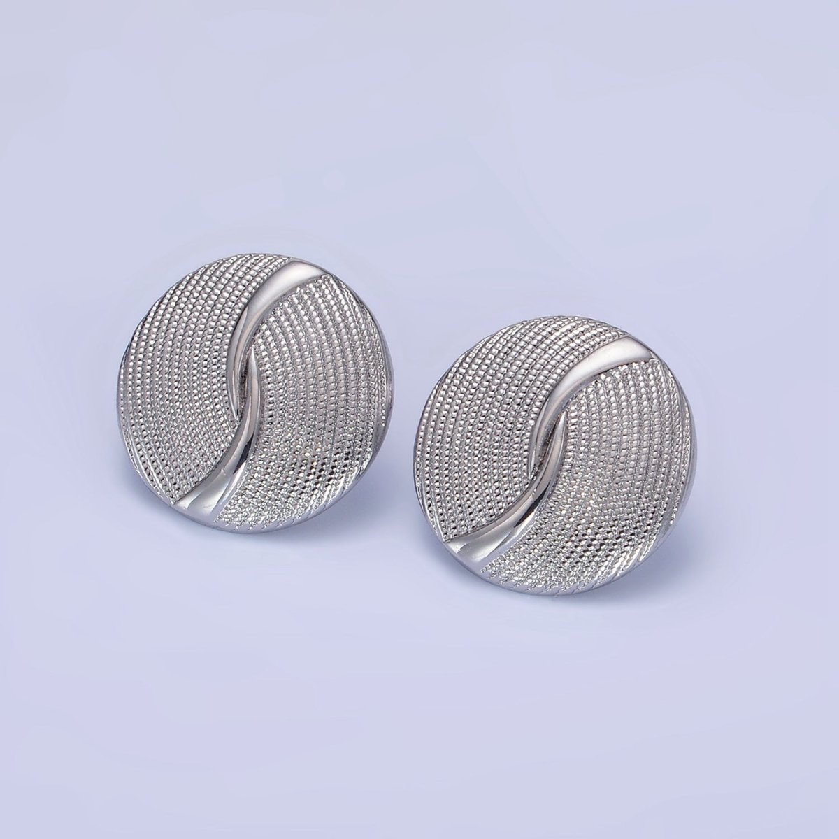 14K Gold Filled Dotted Band Round Stud Earrings in Gold & Silver | AB1290 AB1291