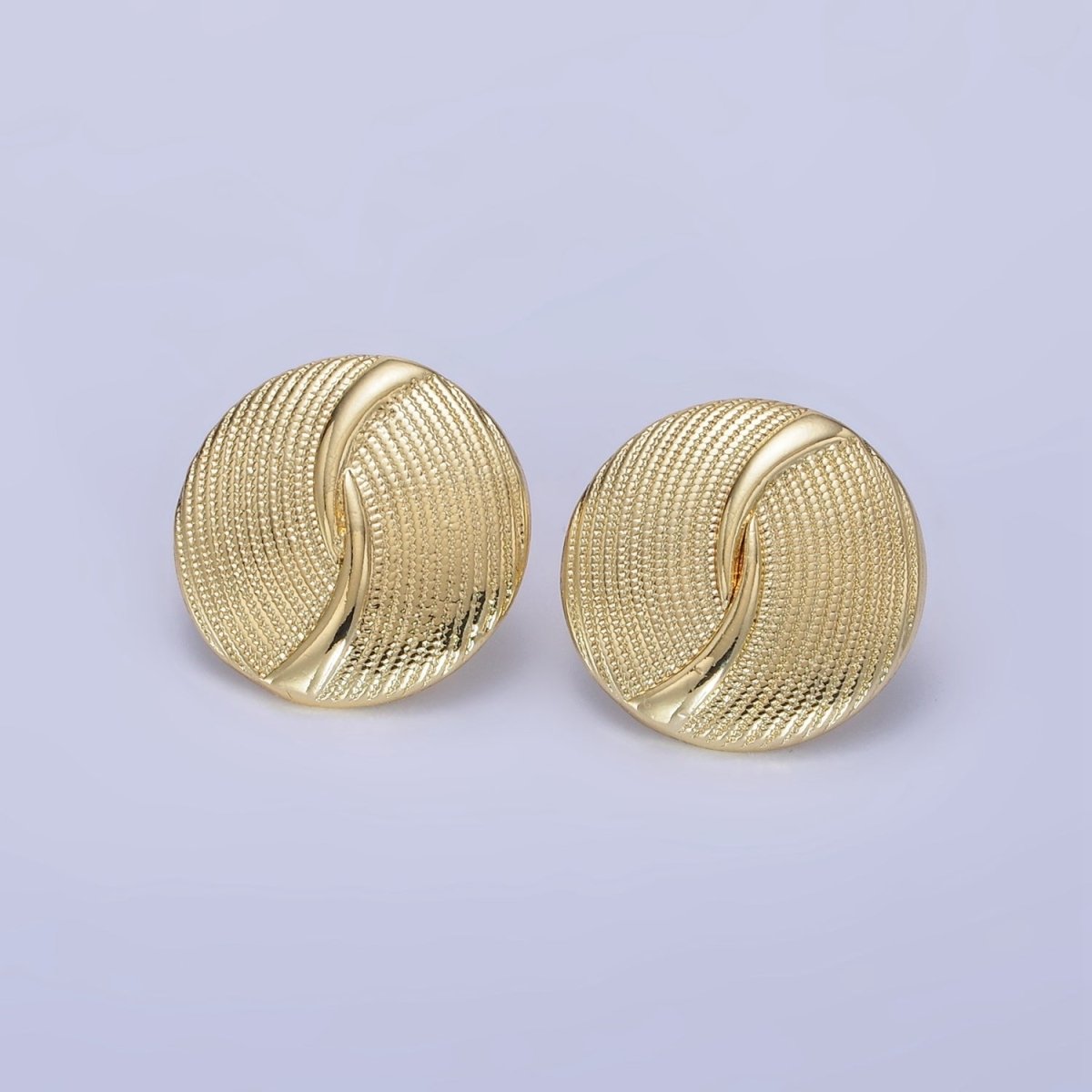 14K Gold Filled Dotted Band Round Stud Earrings in Gold & Silver | AB1290 AB1291