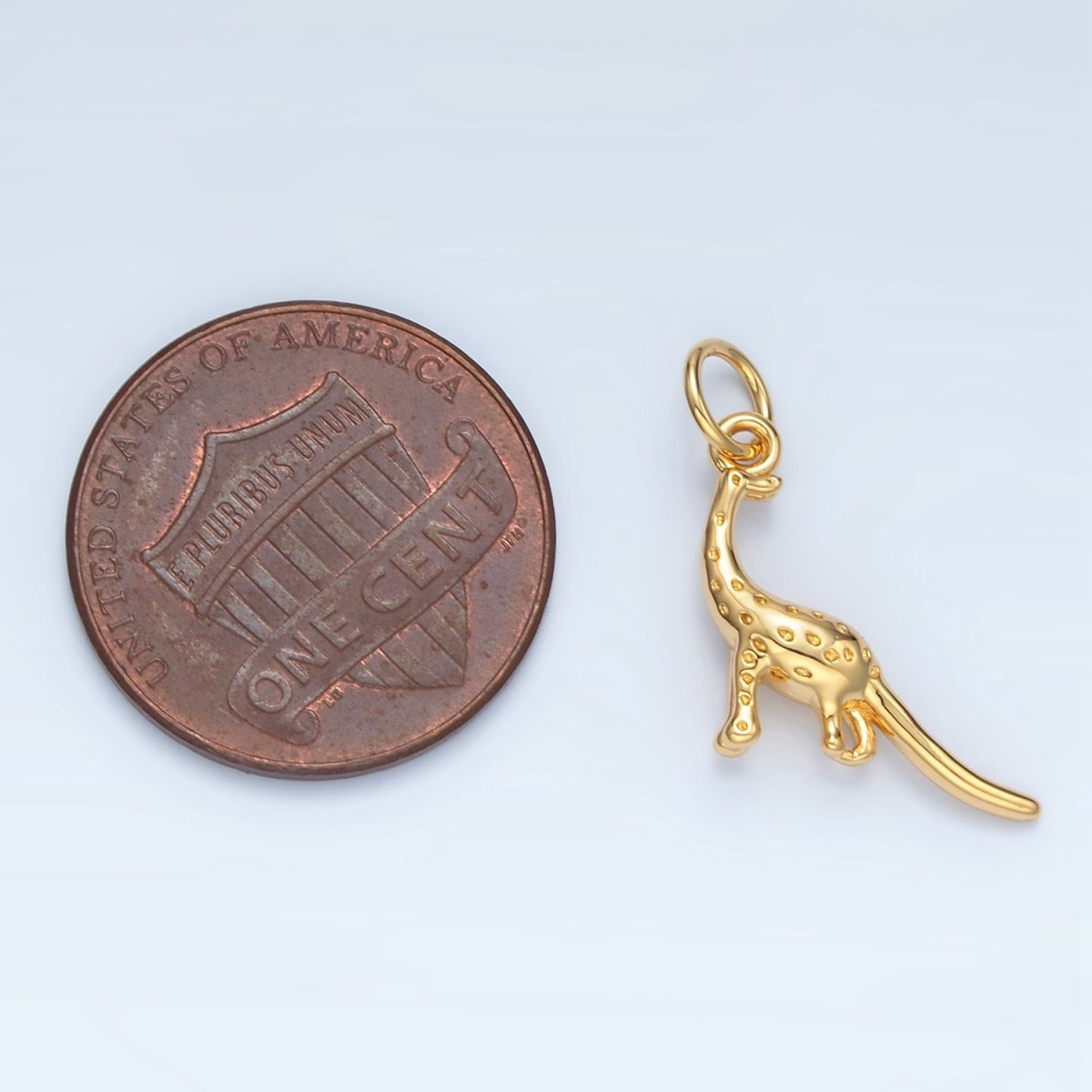 14K Gold Filled Dotted Brachiosaurus Dinosaurs Prehistoric Animal Charm | AG944 - DLUXCA