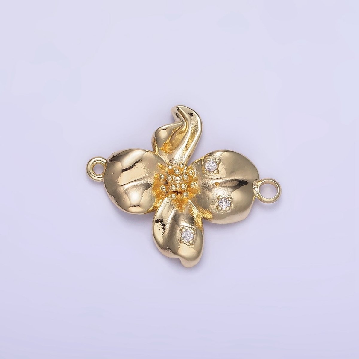 14K Gold Filled Dotted Molten Foil Flower Charm | F032 - DLUXCA