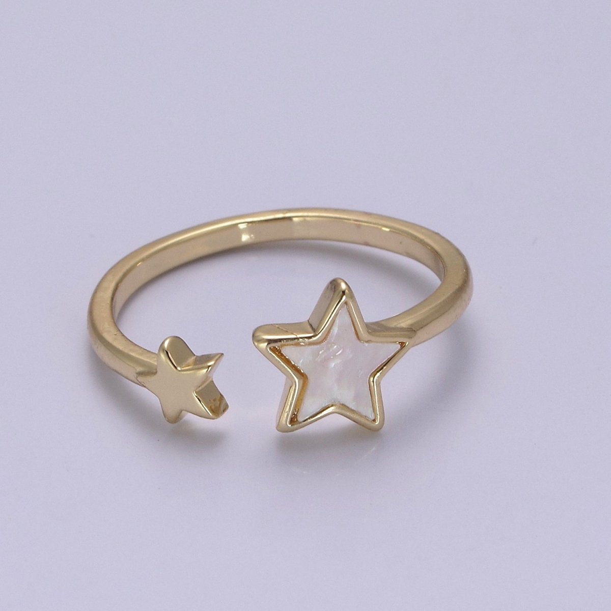 14K Gold Filled Double Celestial Star Shell Pearl Wrap Ring | S439