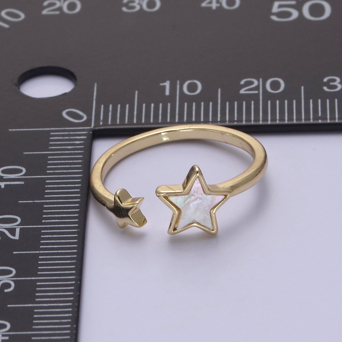 14K Gold Filled Double Celestial Star Shell Pearl Wrap Ring | S439