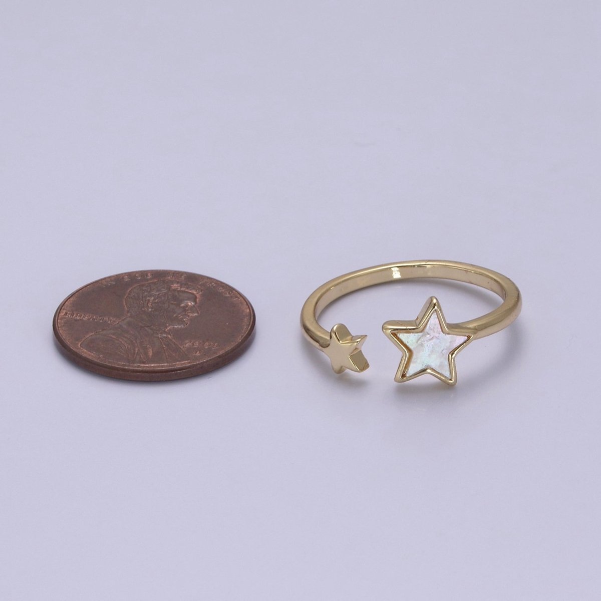 14K Gold Filled Double Celestial Star Shell Pearl Wrap Ring | S439