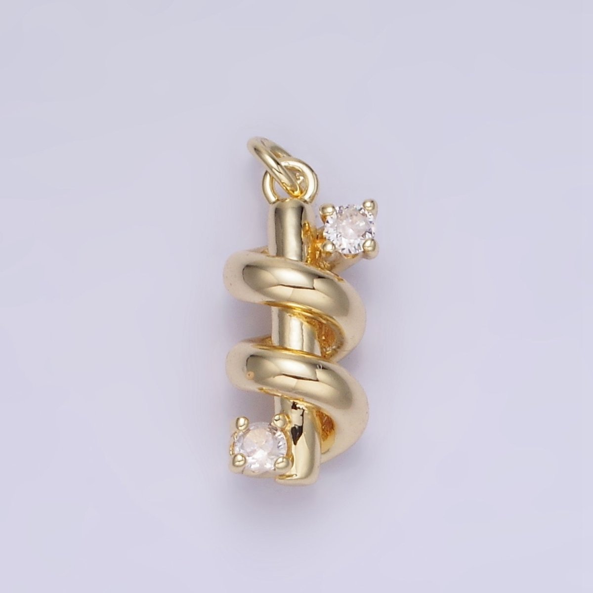 14K Gold Filled Double CZ Bar Band Twirl Charm | AG737 - DLUXCA