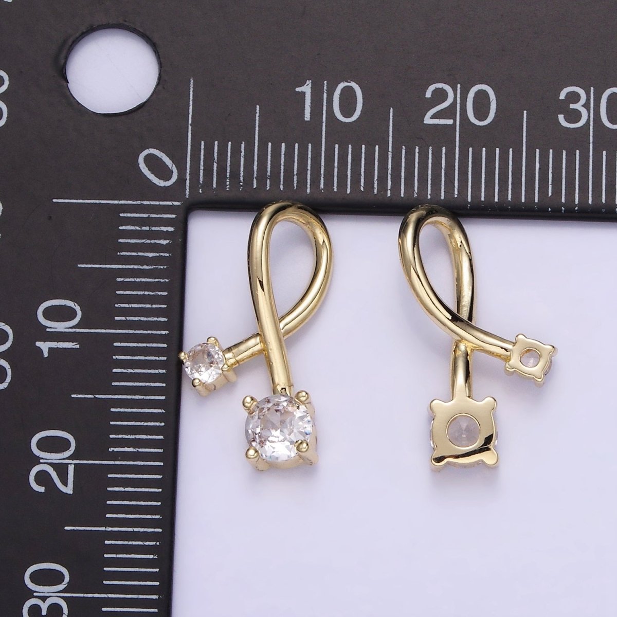 14K Gold Filled Double CZ Twirl Band Charm | AA1202 - DLUXCA