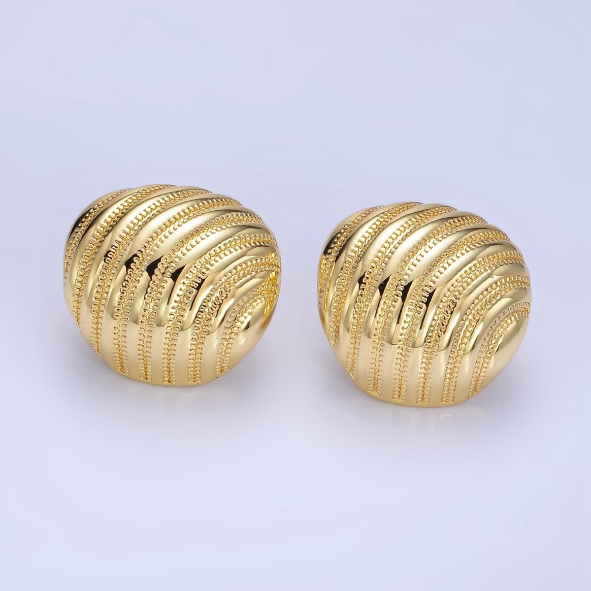 14K Gold Filled Double Dotted Zipper Dome Stud Earrings in Gold & Silver | P460 P461