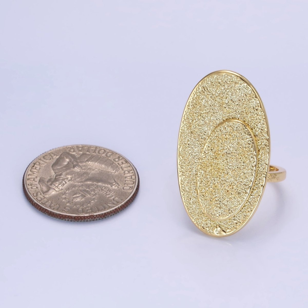 14K Gold Filled Double Oval Hammered Ring | O1321 - DLUXCA