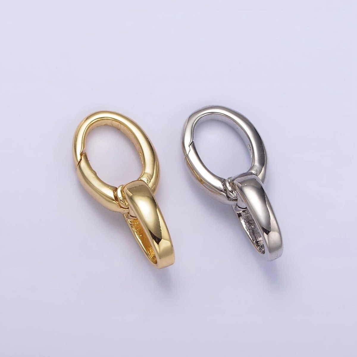 14K Gold Filled Double Oval Push Spring Gate Jewelry Making Supply in Gold & Silver | Z-468 Z-469