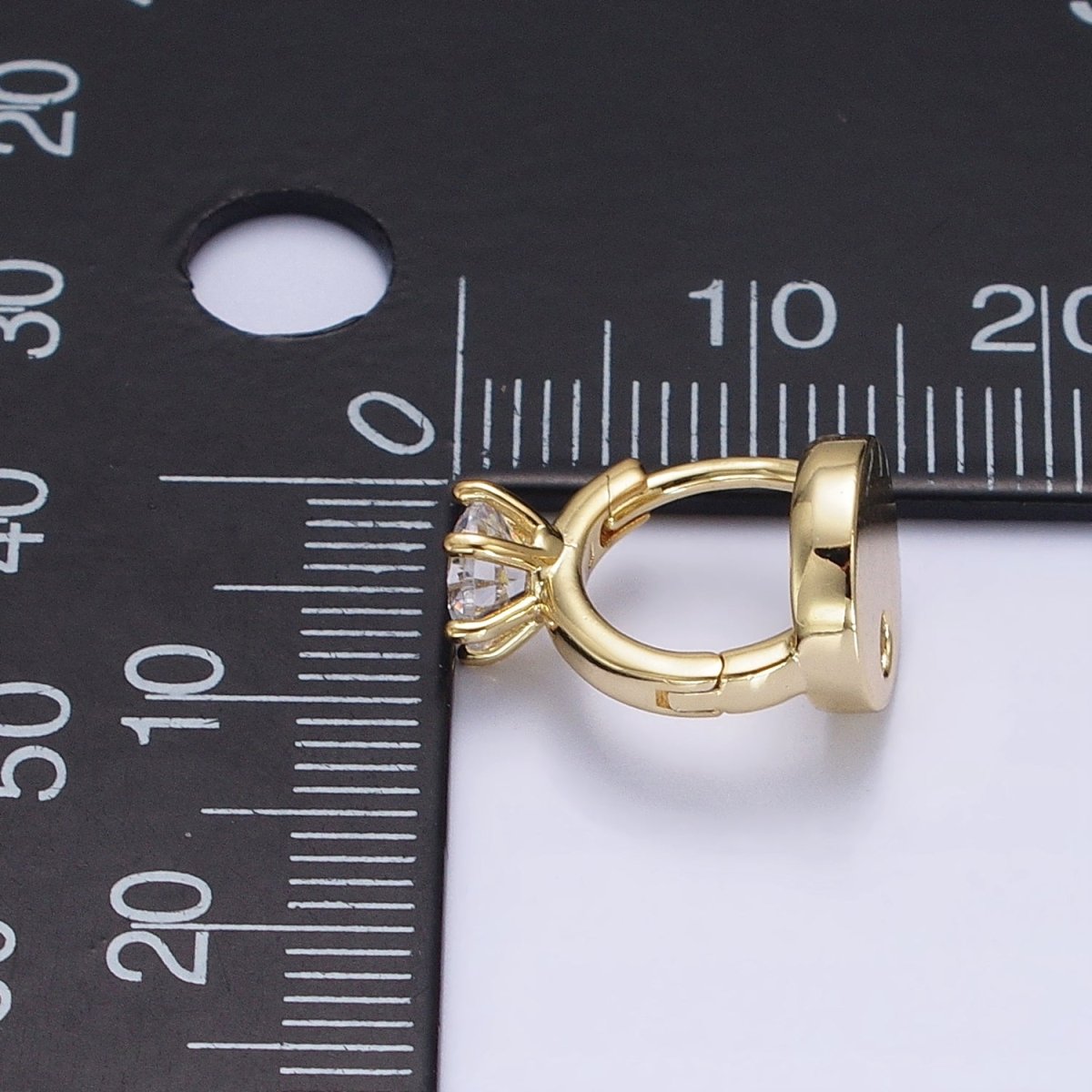 14K Gold Filled Double Sided Round Clear CZ Dotted 11mm Cartilage Huggie Earrings | AD1463 - DLUXCA