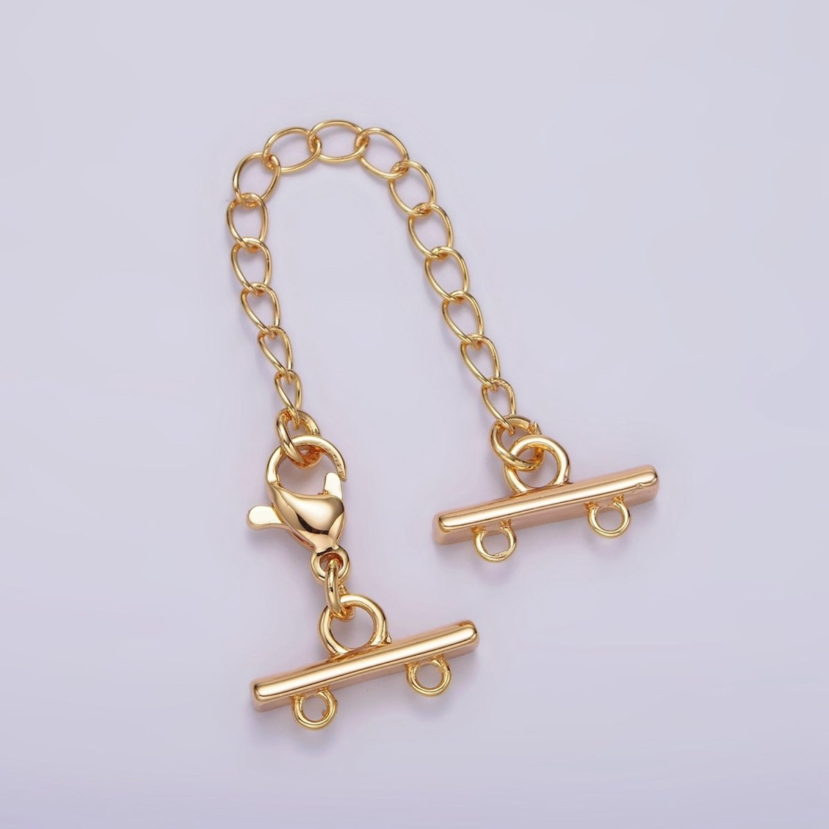 14K Gold Filled Double, Triple, Quadruple Multiple Layer Necklace Detangler Bar Lobster Clasps w. Extender Findings | Z-595 - Z-597