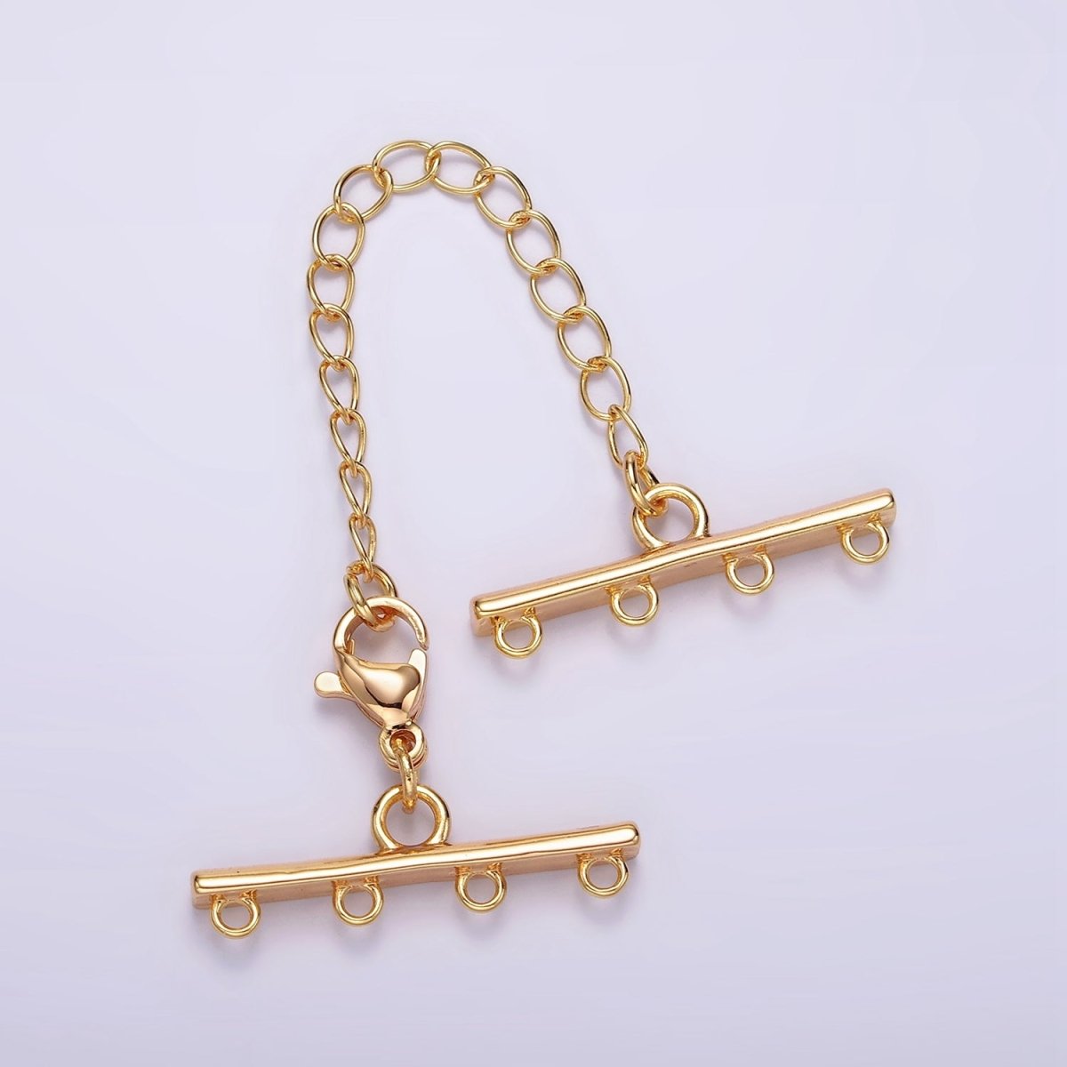 14K Gold Filled Double, Triple, Quadruple Multiple Layer Necklace Detangler Bar Lobster Clasps w. Extender Findings | Z-595 - Z-597
