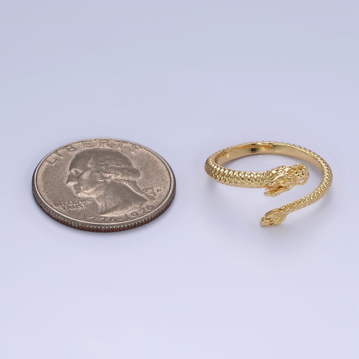 OS 14K Gold Filled Dragon Scale-Textured Wrap Minimalist Ring | O1358