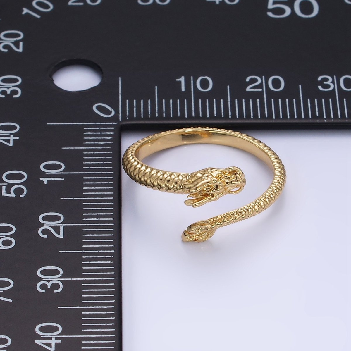 OS 14K Gold Filled Dragon Scale-Textured Wrap Minimalist Ring | O1358