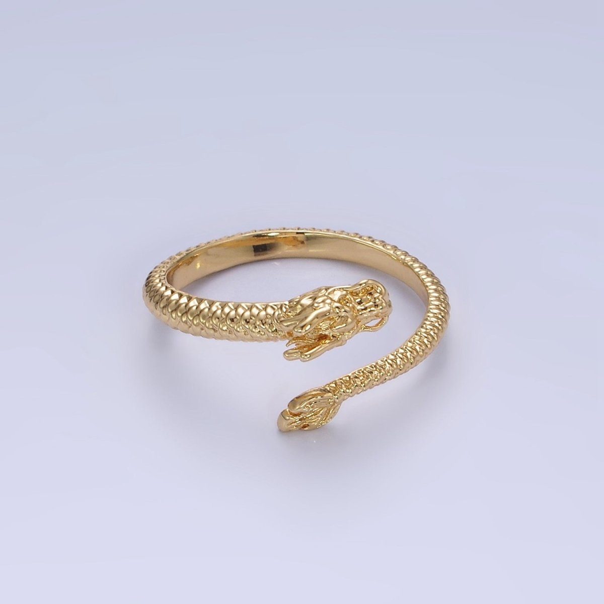 OS 14K Gold Filled Dragon Scale-Textured Wrap Minimalist Ring | O1358