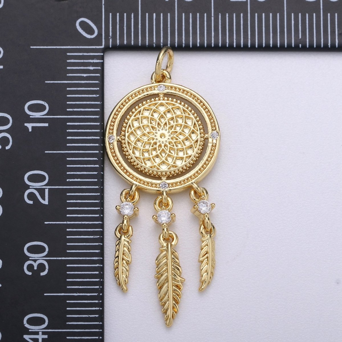 14K Gold Filled Dream Catcher Charm Necklace Pendant Boho Charm for Jewelry Making Bohemian Inspired C-431 - DLUXCA