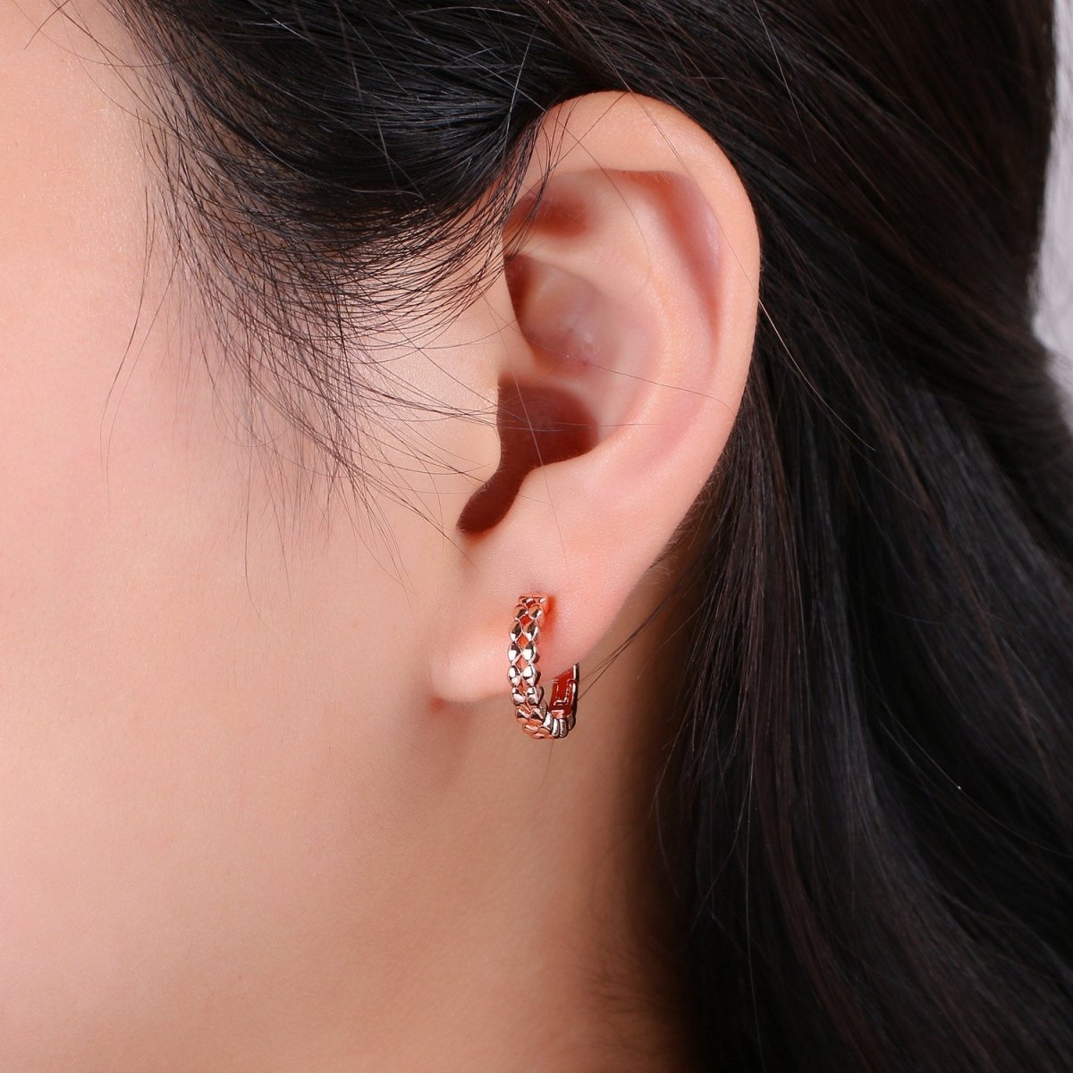 14k Gold Filled Earrings, Huggie Earring, Tiny Earrings, Tiny Diamond Earrings, DIY Earrings, Everyday Wear Earrings, Rosegold Earring K-665 - K-667