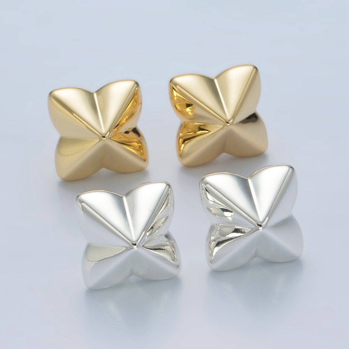 Gold Edged Flower Lightweight Stud Earrings in Gold & Silver | AD701 AD702