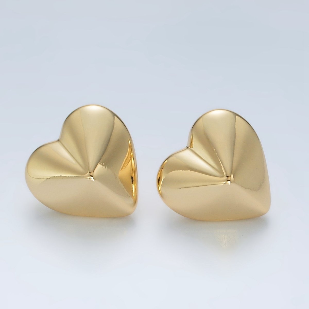 Edged Heart Lightweight Stud Earrings in Gold & Silver | AD709 AD710